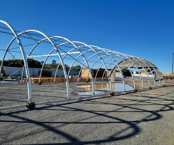 Industrial Dome Shelter frame being installed on mine site